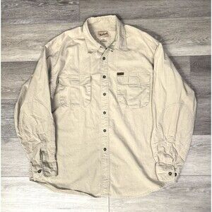 VTG Woolrich Beige Shirt Mens XXL Long Sleeve Button Up Outdoor Workwear Y2K